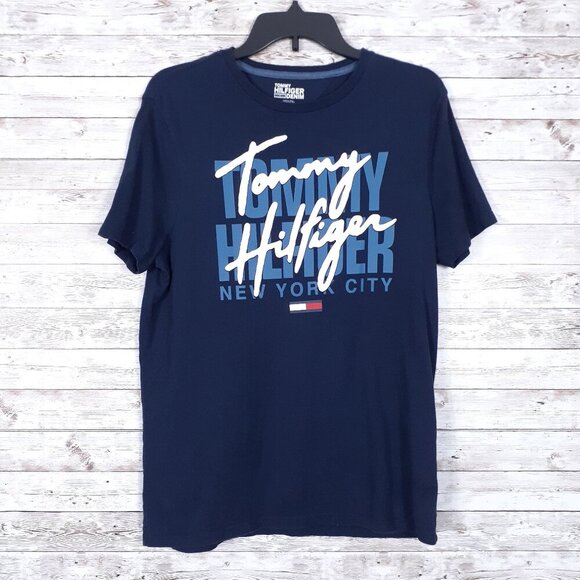 Tommy Hilfiger Denim Mens Short Sleeve T Shirt S Logo Blue 890 - Picture 1 of 5